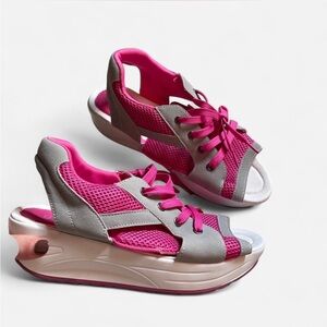 Viral tiktok pink and white sneakers with cut outs for air flow size 8